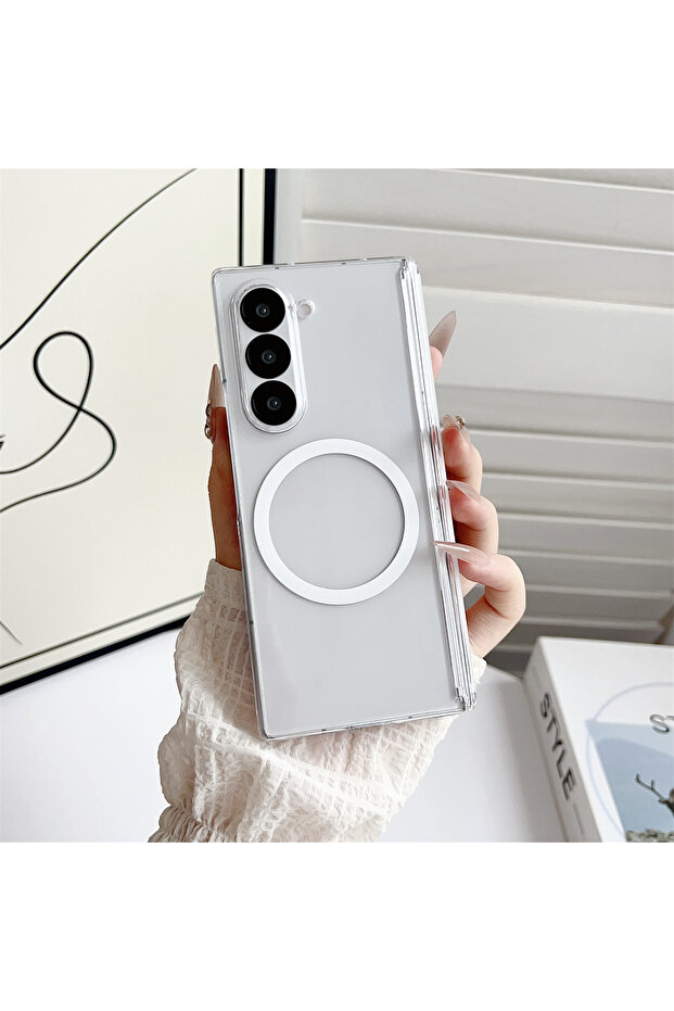 Galaxy Z Fold7 Matte Clear Magnetic Phone Case Frosted Translucent for Z Fold 7 6 5 4 with Wireles