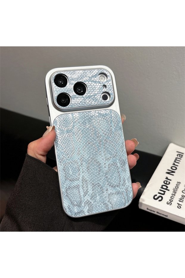 iPhone17 Pro Blue Premium Business Leather Texture Pattern Phone Case For iPhone 17 Air 16 15 14 13