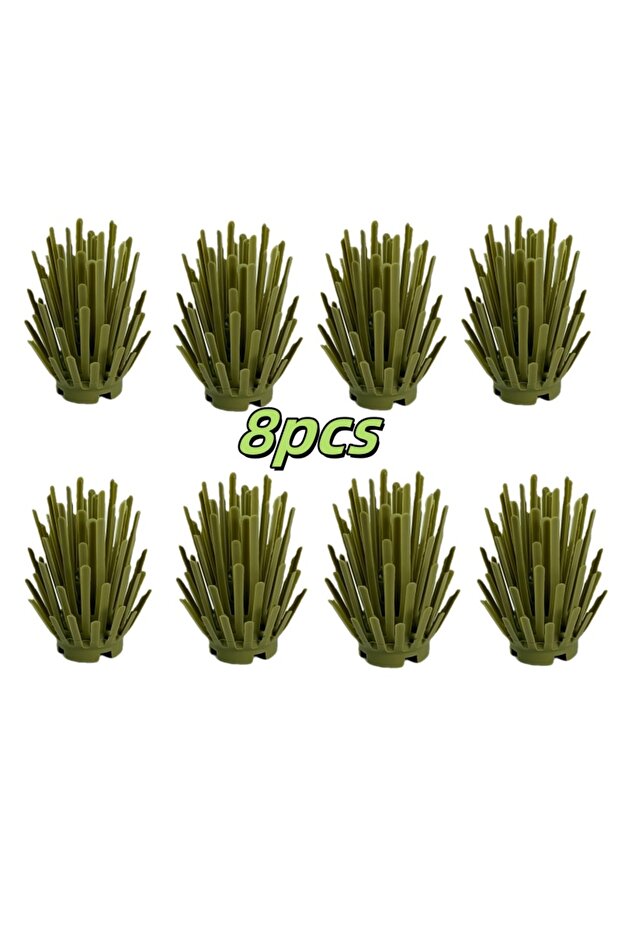 8pcs Blackish Green Grass Shrub Plant 8pcs Building Blocks DIY Toys Farm Plants Forest Rainforest As