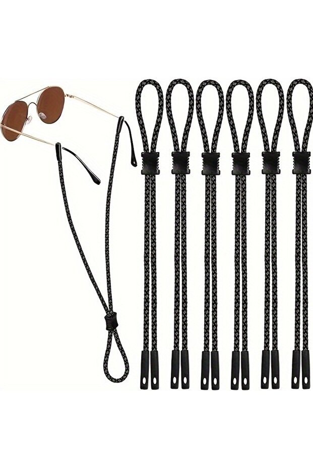 BLK x 6 Glasses Strap,Securely Keep Your Eyeglasses Around Your Neck, Practical Sunglasses Holder St