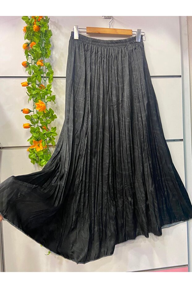 Patterned Silk Satin Flared Skirt with Lining