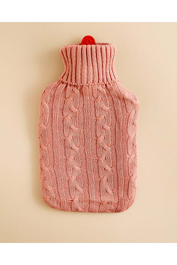 Pink 2L Hot Water Bag With Kintted Cover
