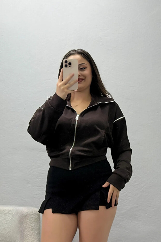 Women's Ribbed Knitted Modal Jacket Brown