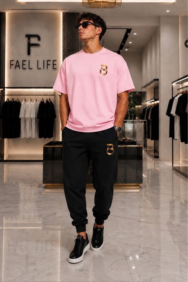 Unisex Comfortable Fit T-Shirt and Sweatpants B Printed Set