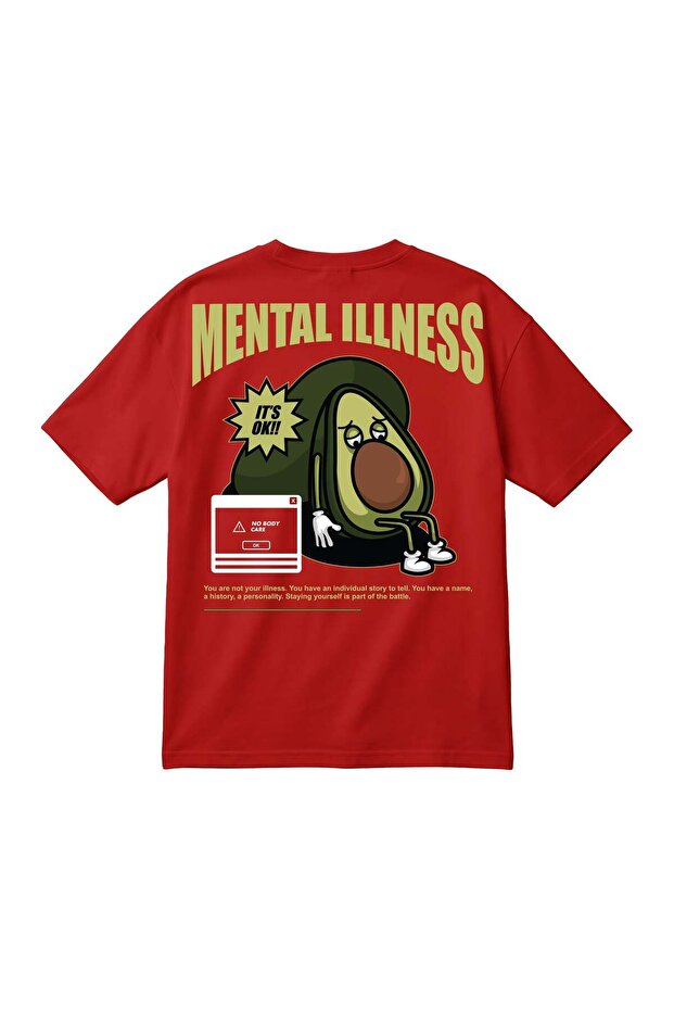 Mental Illness Printed Oversize Black Unisex T-Shirt – Avocado