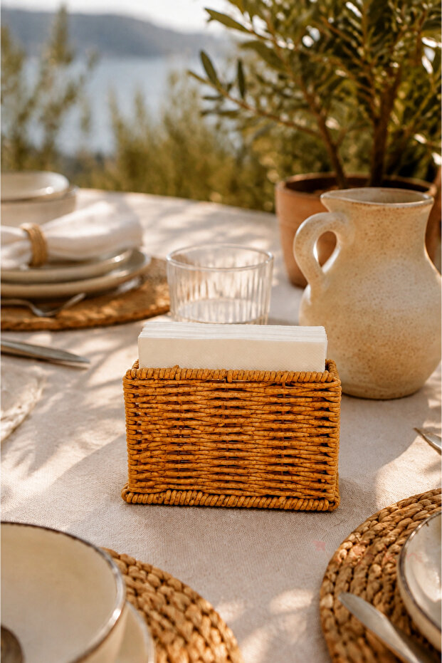 Rattan Look Decorative Napkin Holder 5X13X9,5 cm - Bohemian, Scandinavian, Modern