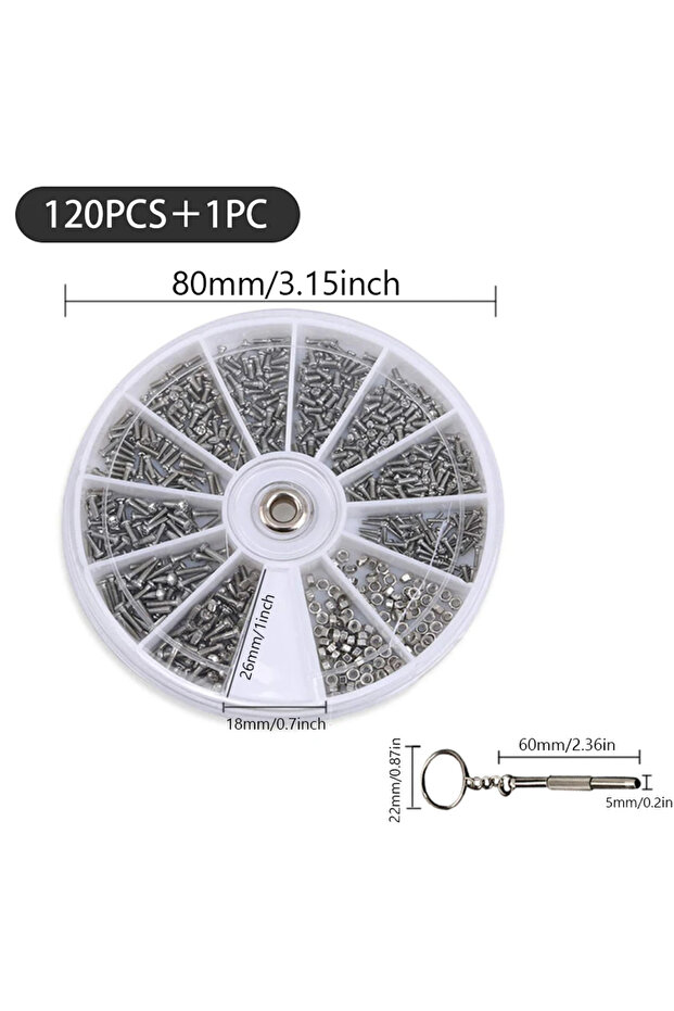 120 abd 1pc 12 Kinds of Small Screws Nuts Assortment Kit M1 M1.2 M1.4 M1.6 Screw for Watches Glasses