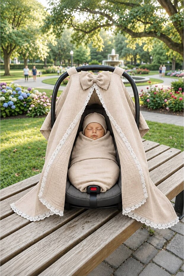Muslin Fabric Stroller Cover, Stroller Cover, Muslin Stroller Cover
