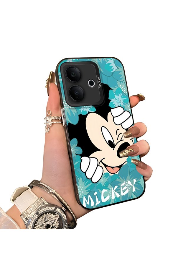 Vivo V60 Lite 5g Compatible Silicone Edge Hard Back Case Mickey Pattern Couple Phone Case
