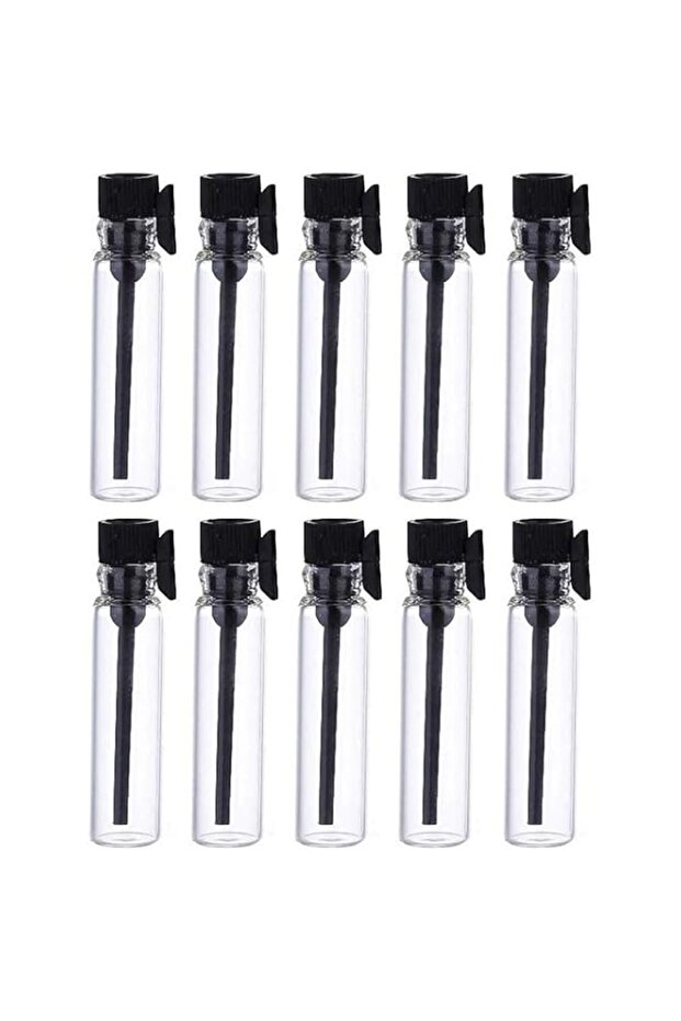 100 PCS 1ml Glass Perfume Sample Vials with Black Caps, Refillable Mini Fragrance Tester Bottles for Perfume, Essential Oils, Aromatherapy and Liquid Samples