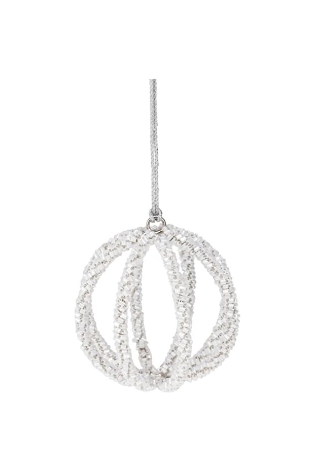 Homesmiths Glass Beaded Ball 7cm White