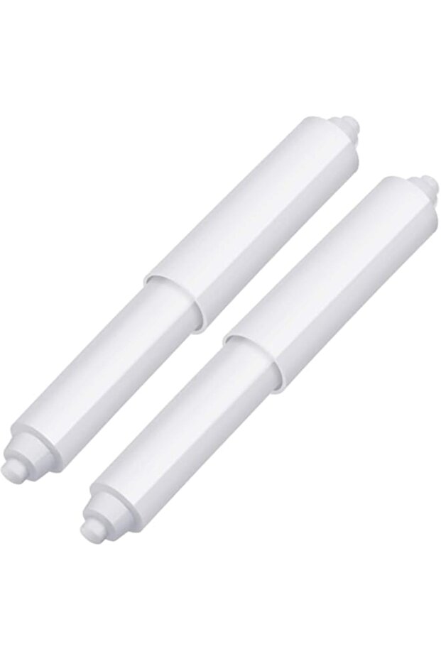 2pcs Toilet Paper Holder Roller, White Replacement Plastic Toilet Tissue Holder Rod with Spring Loaded Universal Fit