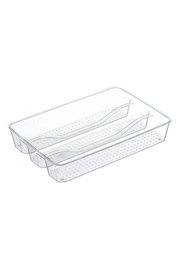 FEELINGS Clear Plastic Drawer Organizer, 26.5 x 18 x 4.5 cm, Multi-Purpose Storage Tray with Textured Base (RC-KQ0884)