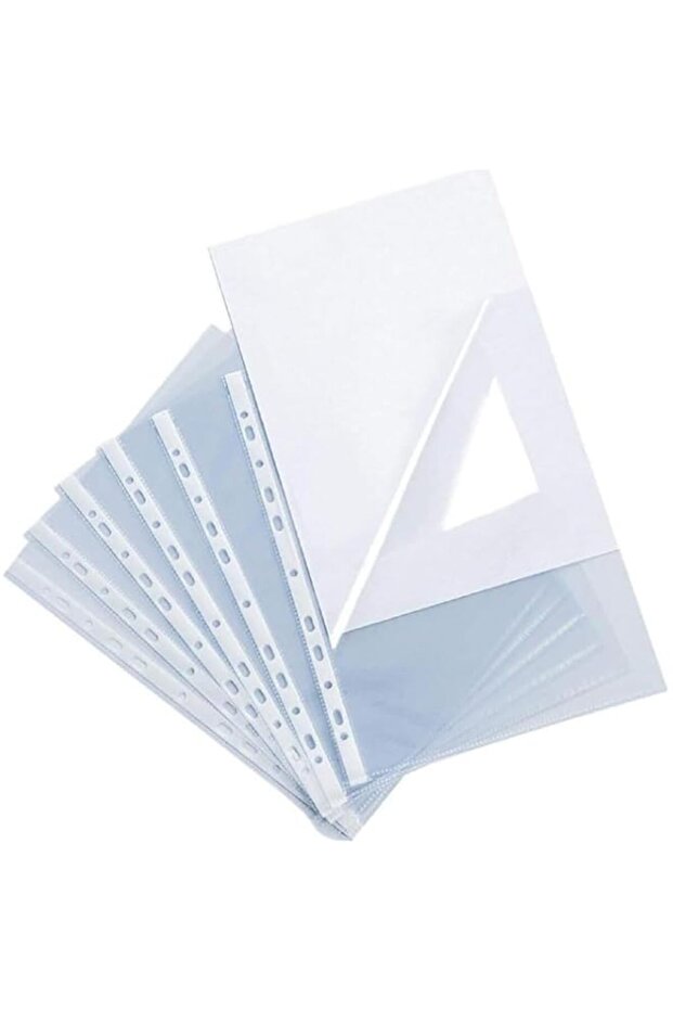 SHOWAY 100 PCS Plastic Punched Pockets Folder A4 Micro Transparent File Protector Best Folder Plastic For Office or School work