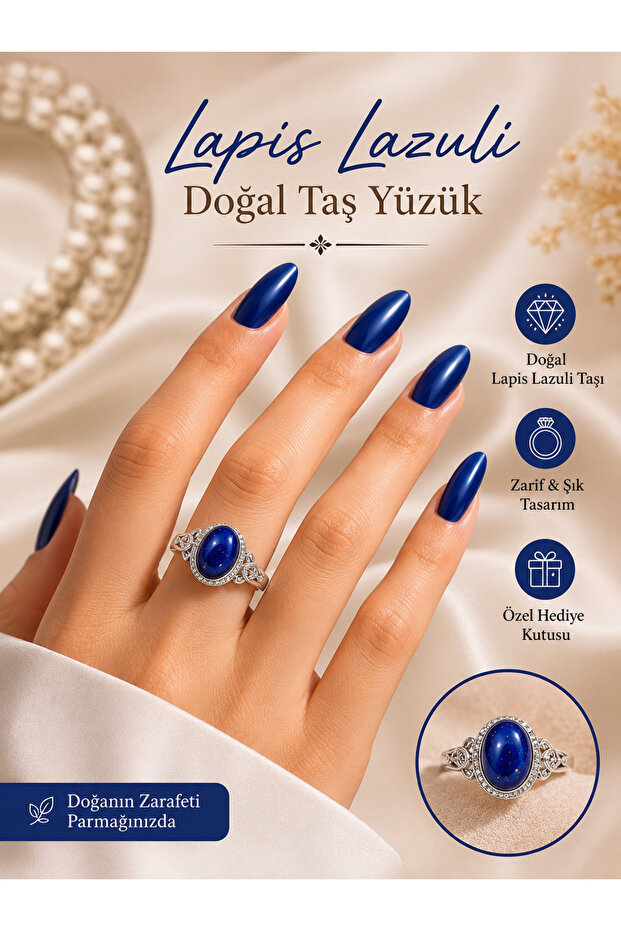 Lapis Lazuli Natural Stone Elegan Women's Ring