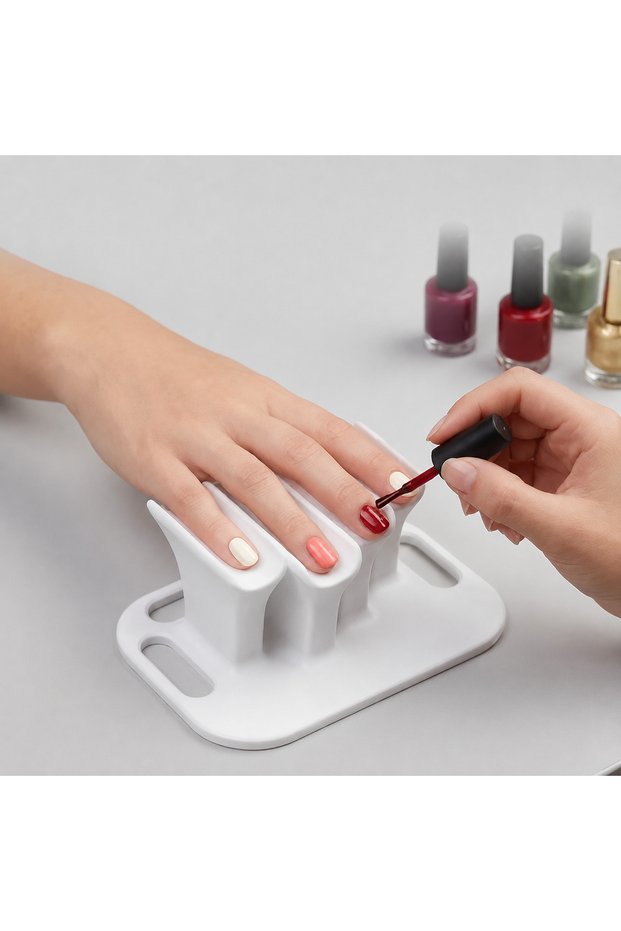 Manicure Finger Support Stand – Nail Art Polish Application Tool, White for Prosthetic and Gel Nails