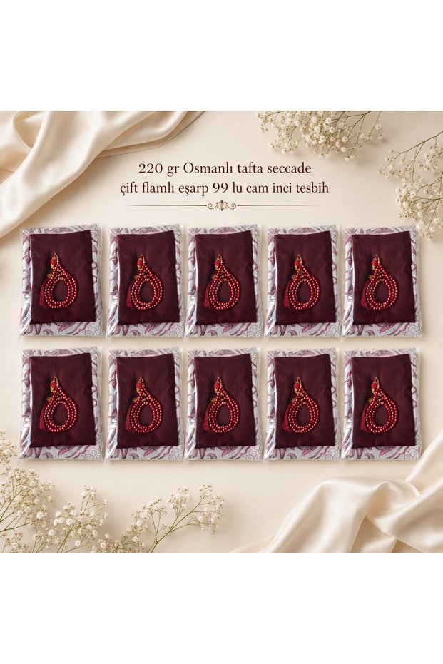 10 Pcs Esarp Prayer Mats, 99 Pcs Glass Pearl Prayer Beads, Mixed Colors, 5 Pcs with 10 Pcs Options, for Mawlid and as Gifts.