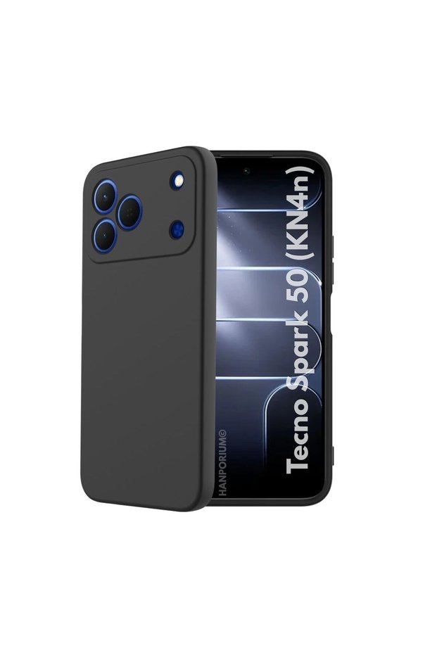 Tecno Spark 50 Compatible Silicone Case - Pastel Color Tone Flexible Cover with Camera Protection - Black