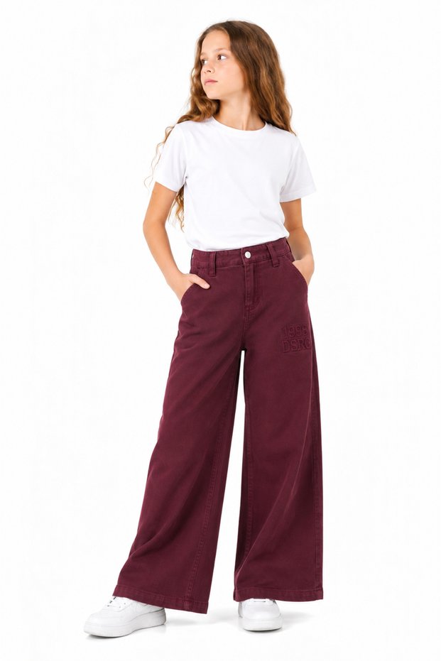 Girl's Street Comfort Wide Leg Loose Cut High Waist Linen Pants 2586