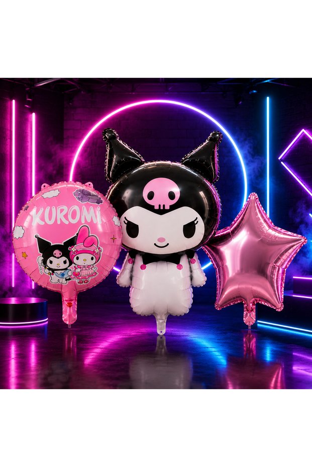 Vip High Quality 15 Pieces Kuromi Foil Balloon Full Set Birthday Kuromi Concept Balloon Kuromi Balloon