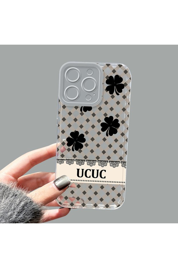 iPhone 14 Pro Max Compatible Camera Protected Anti-Shock Aesthetic Print Patterned Transparent Silicone Case