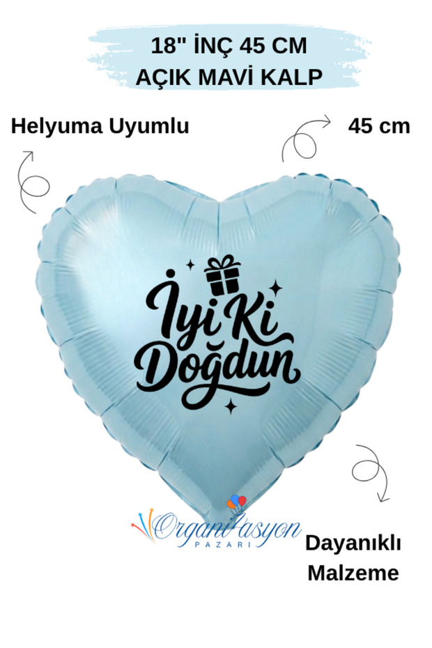 18 Inch Blue Heart Foil Balloon | Happy Birthday Gift Box Printed | Birthday Party Decoration Balloon