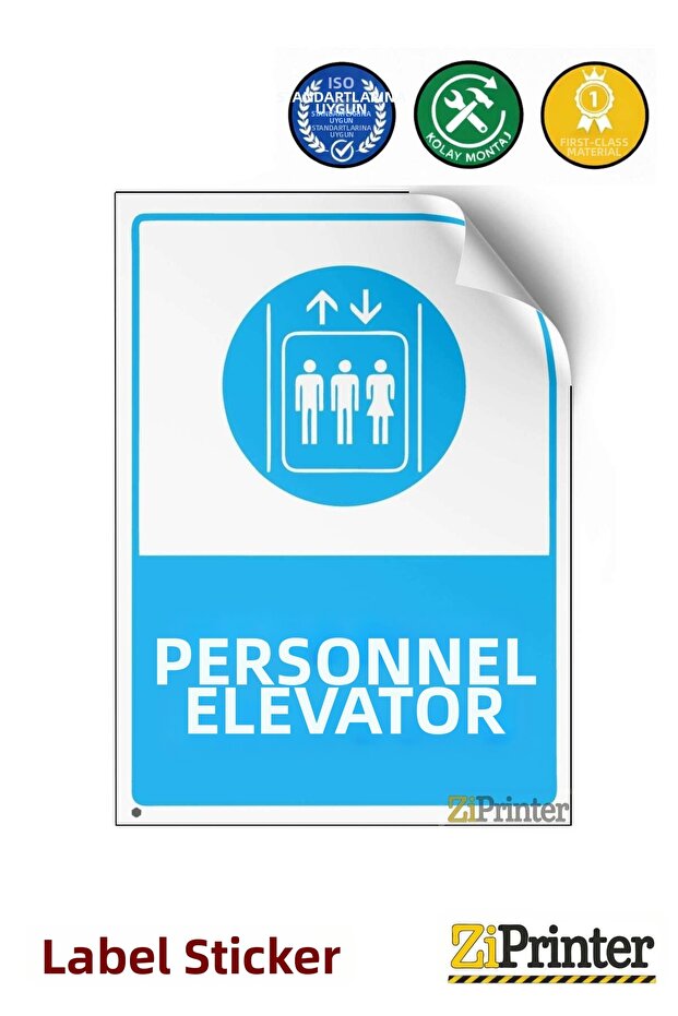 Staff Elevator Isg Warning Sign Sticker 15X21 cm