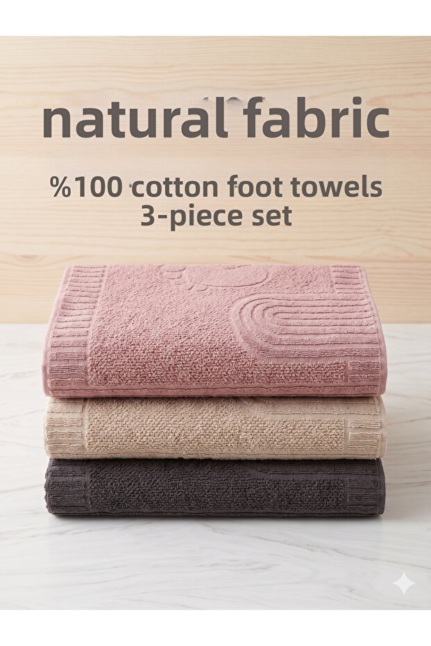 100% Cotton Bath Foot Towel 100% Absorbent Set of 3 50 X 70