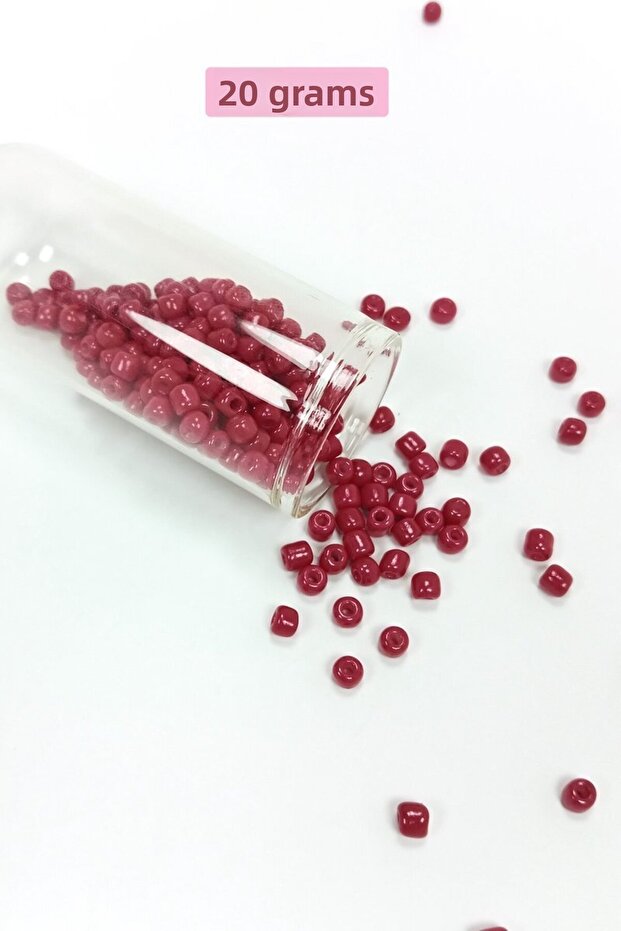 Cast Glass Sand Beads Large Size (6/0) 4 mm - 20 Grams - Burgundy - Bnc097