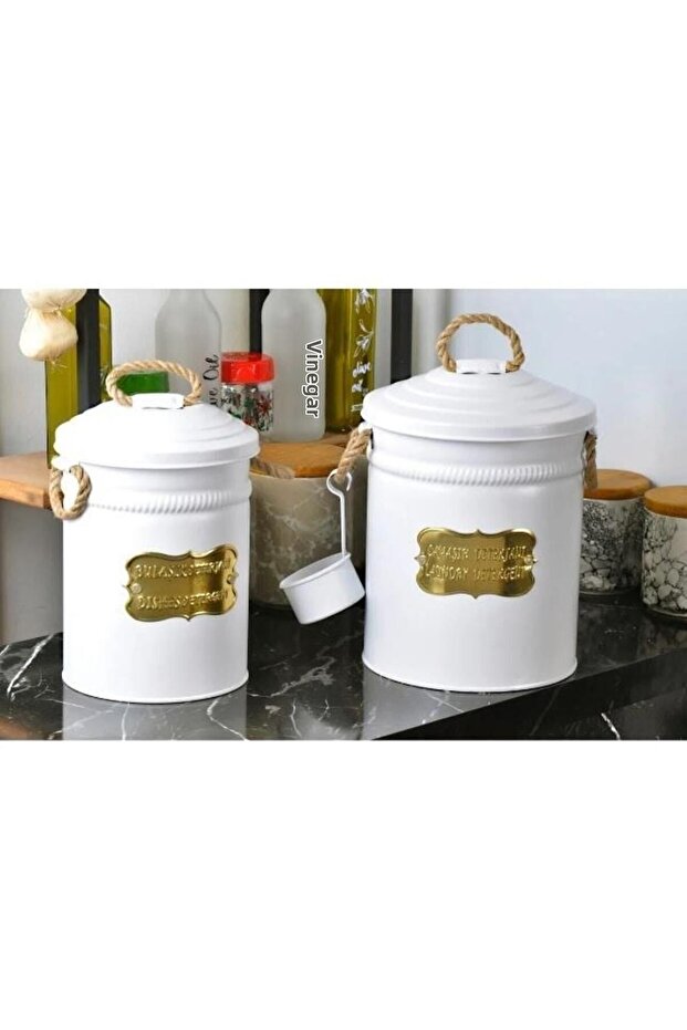 White Color Scale 2-Piece Galvanized Dish Detergent Box