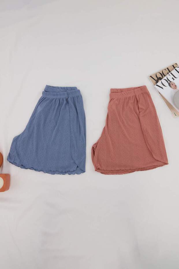 Çok Renkli Pointel 2'li Paket Büyük Beden Pijama Altı TBBSS26IA00001 - 4