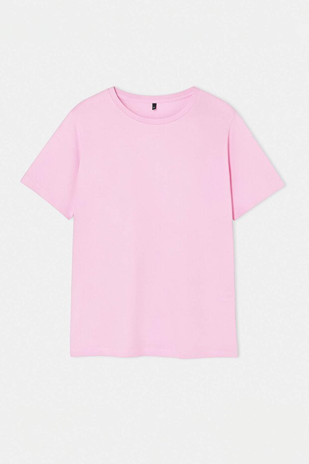 Kahverengi-Pembe-Yeşil 3'lü Paket Büyük Beden T-shirt TBBSS25BF00071 - 14