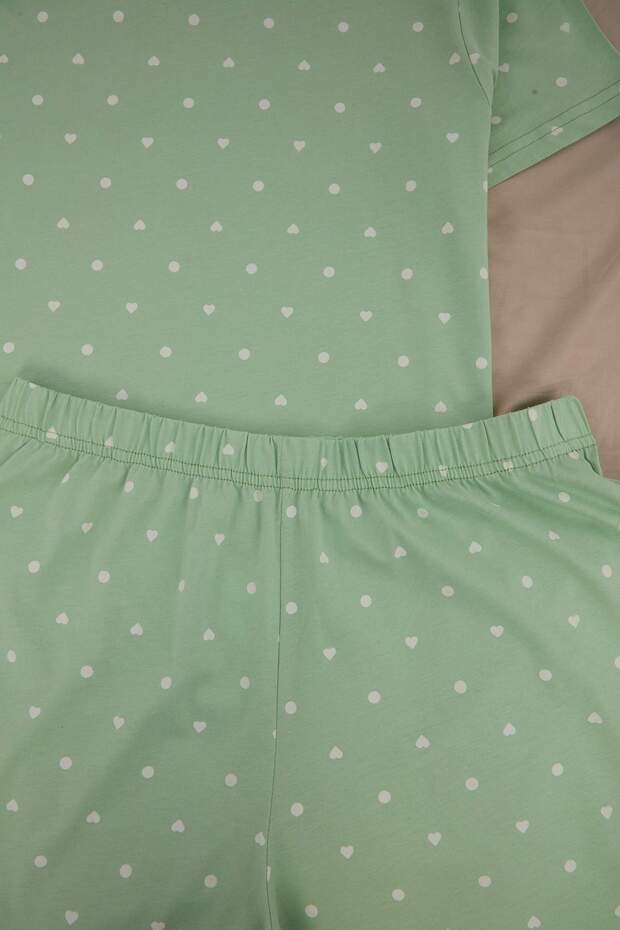 Mint Kalp Desenli Örme Pijama Takımı TBBSS24AI00025 - 5