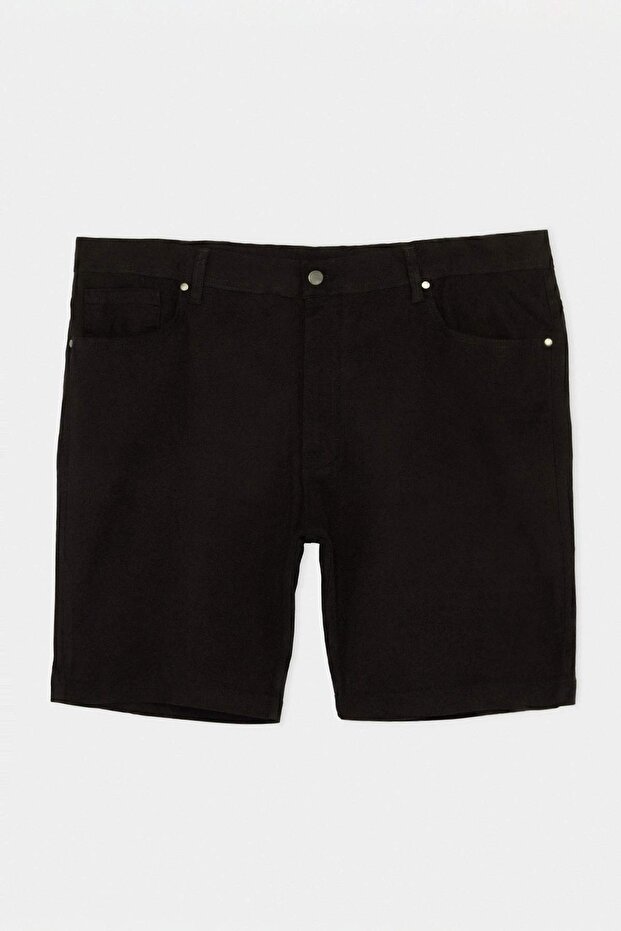 Büyük Beden Siyah Regular Fit Esnek Kumaş Şort & Bermuda TMNSS26AP00008 - 4