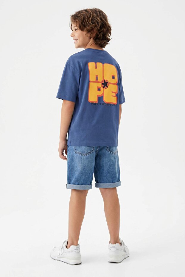 Mavi Düz Örme Erkek Çocuk T-Shirt TKDSS26TS00088 - 3