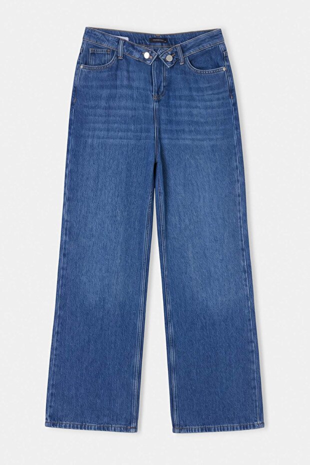 Mavi Tencel Karışımlı Bel Detaylı Düşük Bel Wide Leg Jeans TWOAW27JE00017