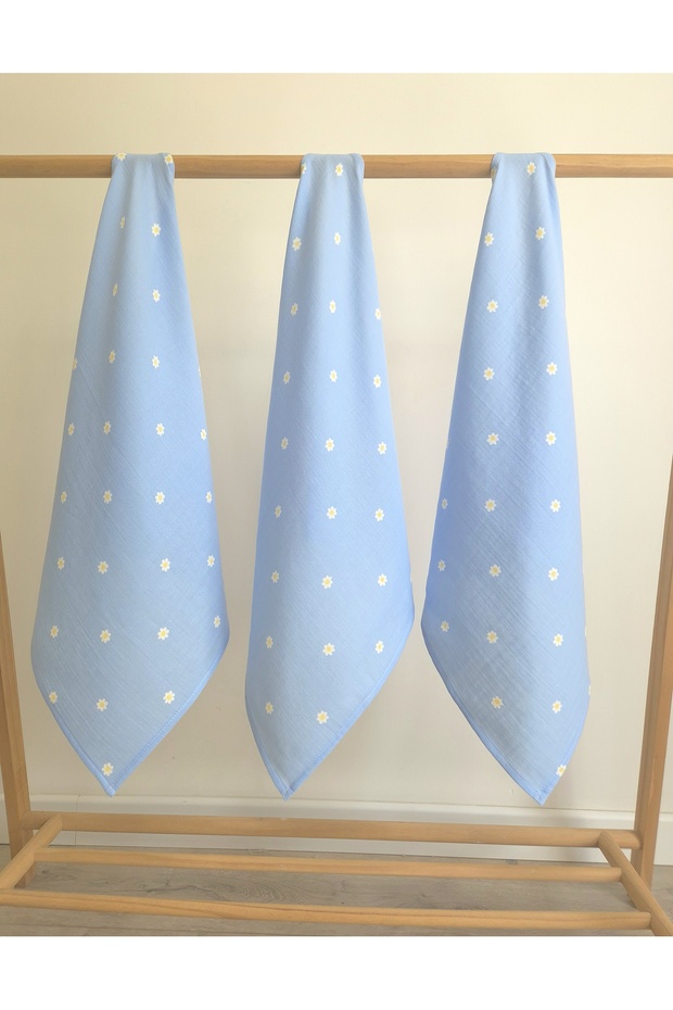 Jr. Bunnies 3-Pack Muslin Sweat Cloth with Daisy Pattern 50X50 cm – Thin, Lightweight, Soft, 100% Cotton