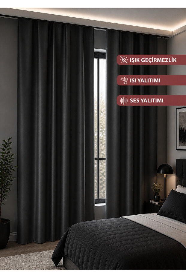 Blackout Blackout Light-Proof Satin Sunshade Background Curtain with Extra Foam Without Pleats - Anthracite
