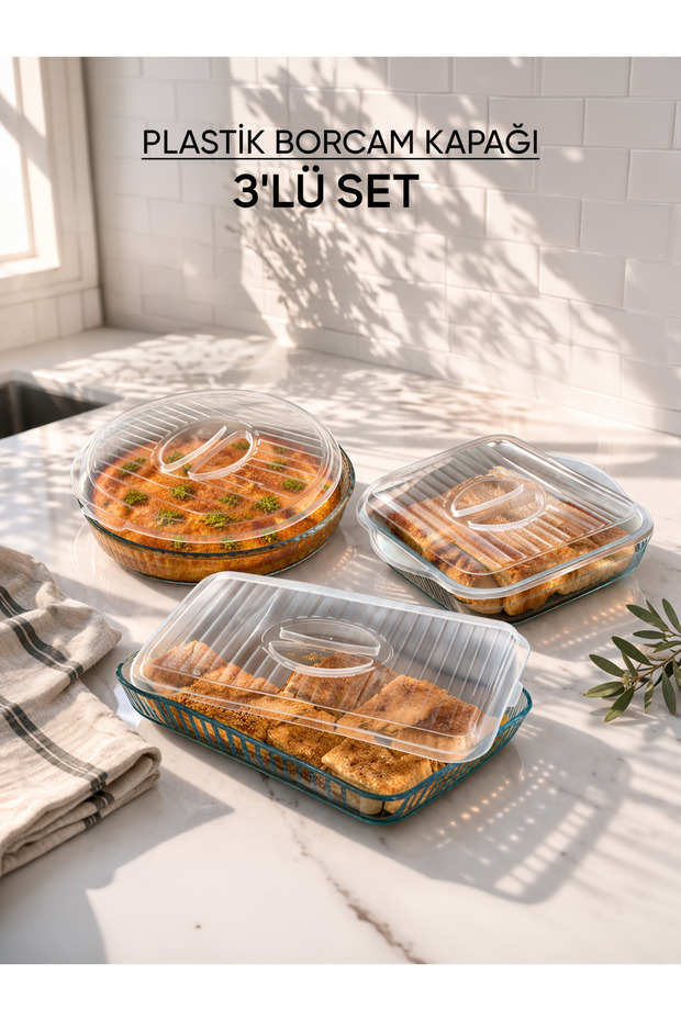 Borcam Lid Set of 3 Plastic Round Square Rectangular Lids Storage Container Lid