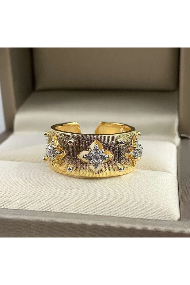 Accessory, Clover Model, Adjustable Ring with Stones