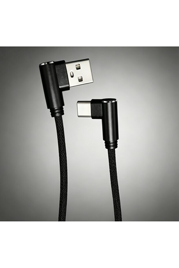 كابل شحن سريع أسود بطول 1 متر، 40 واط، 5 أمبير، بزاوية 90 درجة، من USB إلى Type-C، كابل بيانات وشحن سريع من النوع C