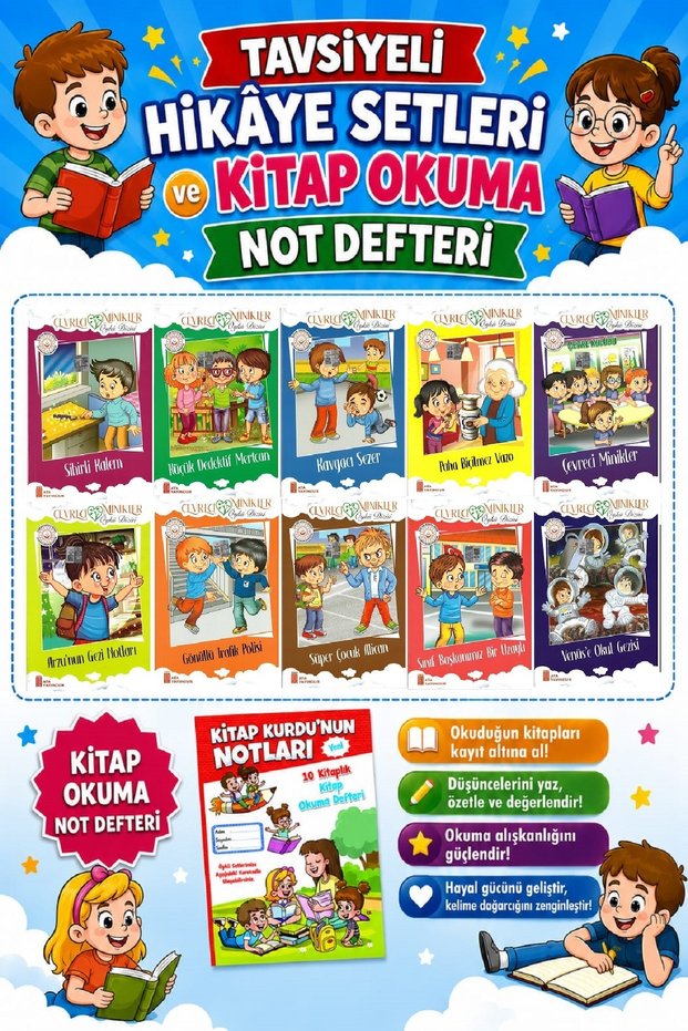 3.sınıflar Için Çevreci Minikler Dizisi + Kitap Okuma Not Defteri