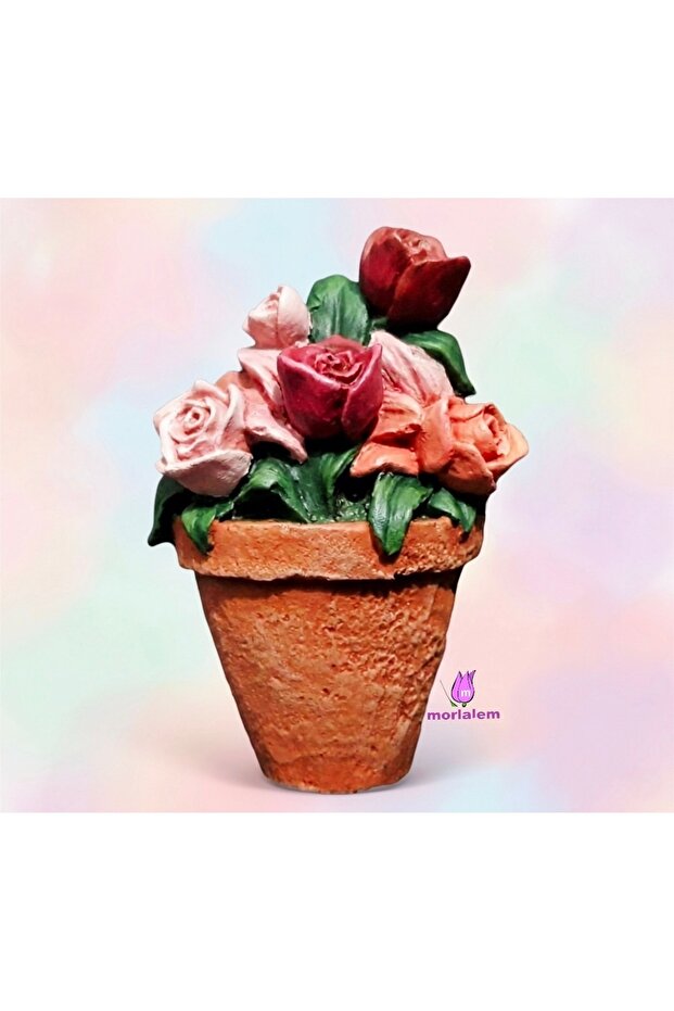 Rose Flower in a Pot Mini Magnet Silicone Mold K-769, Scented Stone Soap Plaster Candle Mold