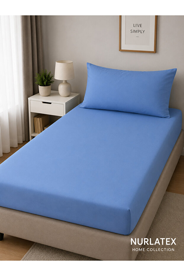 طقم ملاءات سرير مطاطية بلون واحد - 100 × 200