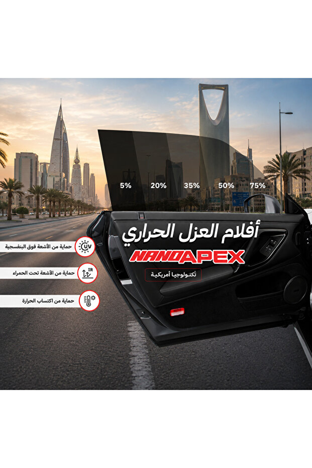 تظليل NANOAPEX نانو سيراميك (02) عزل حراري 20% لفة 7×1.5م