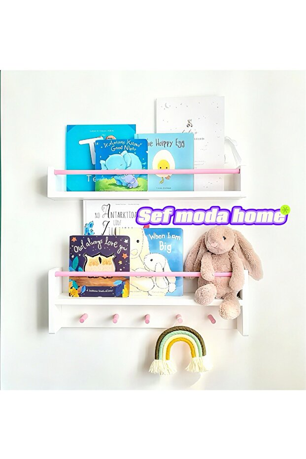 2-Piece Mdf'Lam Montessori Shelf & Bookcase Pink Slat