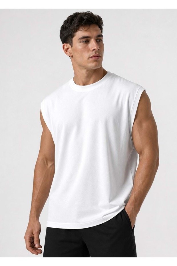 M0613291 Basic Zero Sleeve T-Shirt Men's T-Shirt White