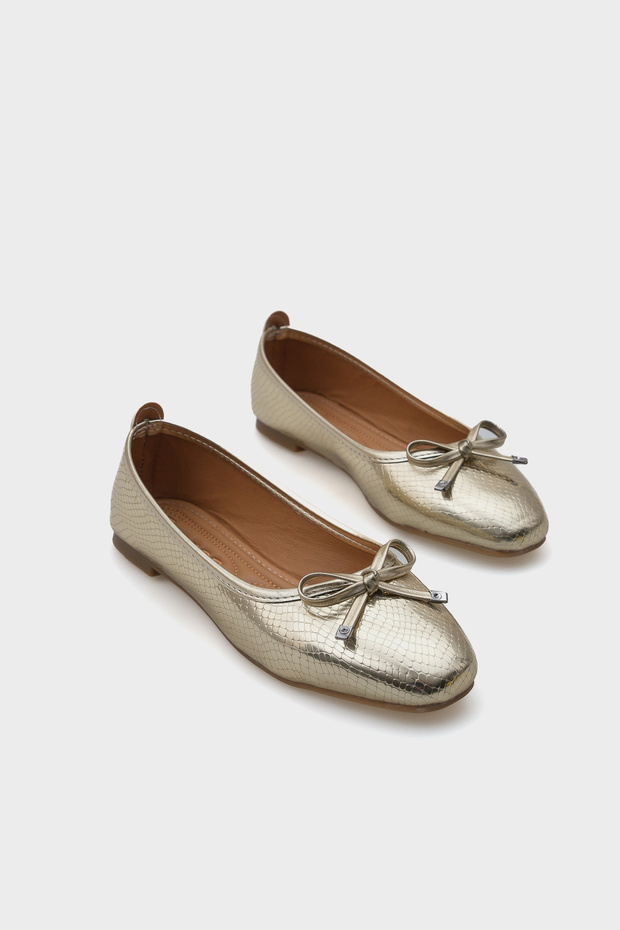 Hana Trend Bow Gold női balerinák - 2