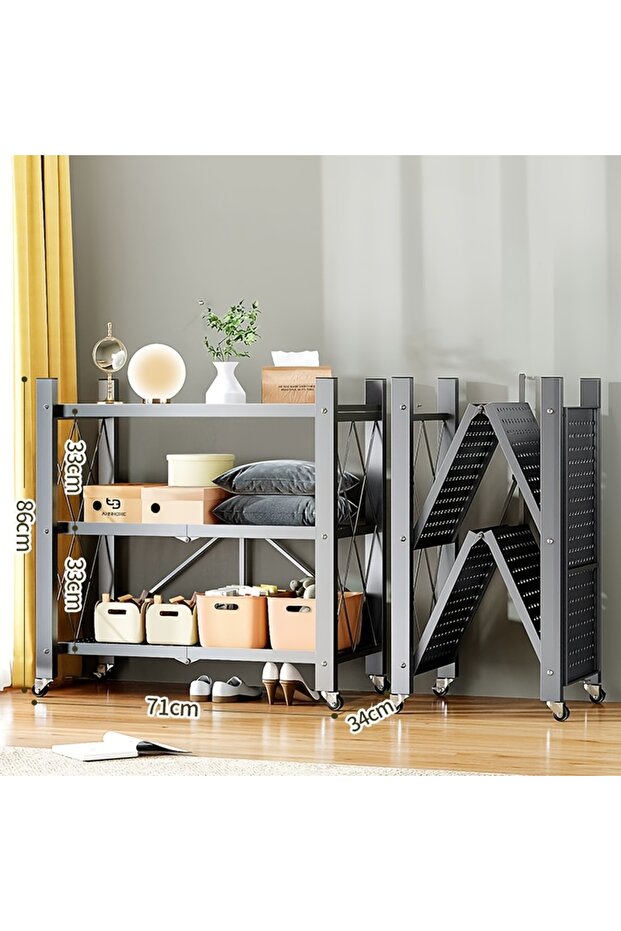 3-Layer Foldable Storage Rack, White - 2