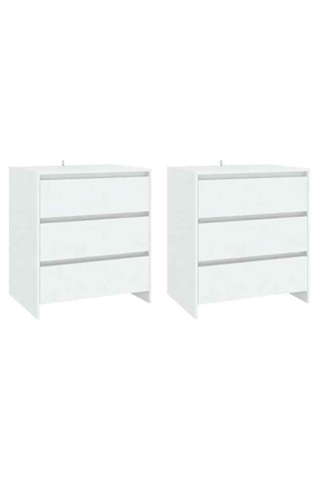 Servantă 3 piese, alb, lemn compozit - 3